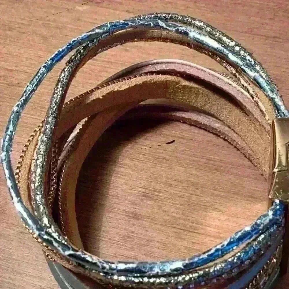 Bracelet with Gold  Magnetic Closure and Multi Colored Suede Straps